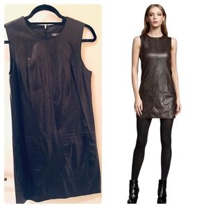 VINCE black Lamb Leather Shift Dress